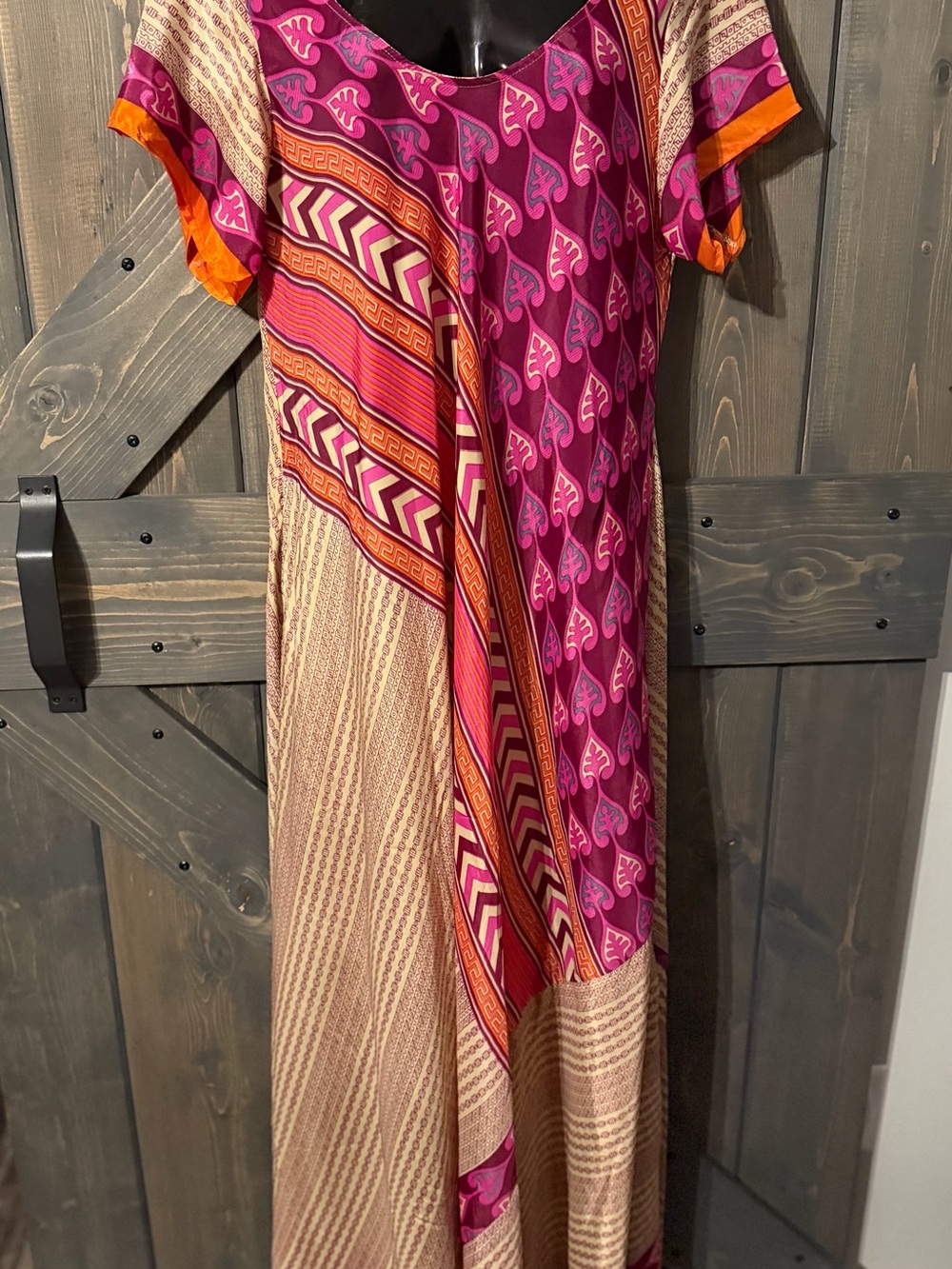 Maxi Dress - Pink Patterned Boho Maxi Dress Made in India OS
